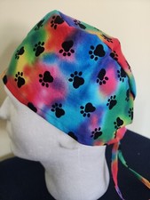 Multicolor Puppy Paws - Surgical Scrub Hat - Unisex