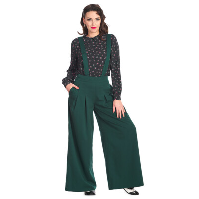 Banned Retro Marlene-Hose - Diamond Grün Vintage Rock-a-Billy 20er