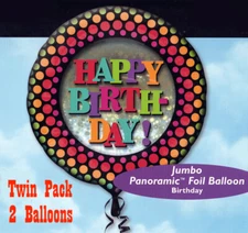 Twin Pack - Two (2) Anagram Panoramic Foil Happy Birthday Balloons Jumbo 32 Inch