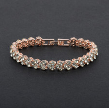 Sparkling Sterling Silver Plated Diamond Cut Tennis Gold Chain Bracelet Bangles