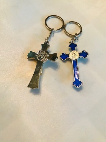 Cross Crucifix Jesus Christ Keyring Holy Religious Key Ring Keychain Gift 2 Pack - Picture 2 of 4