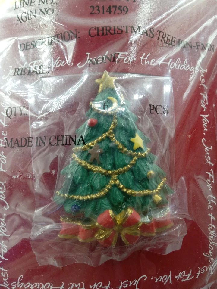 Lote De 6 Nuevos Broches Vintage American Greeting Árbol De Navidad Prendedor 1990  Foto 3 de 4