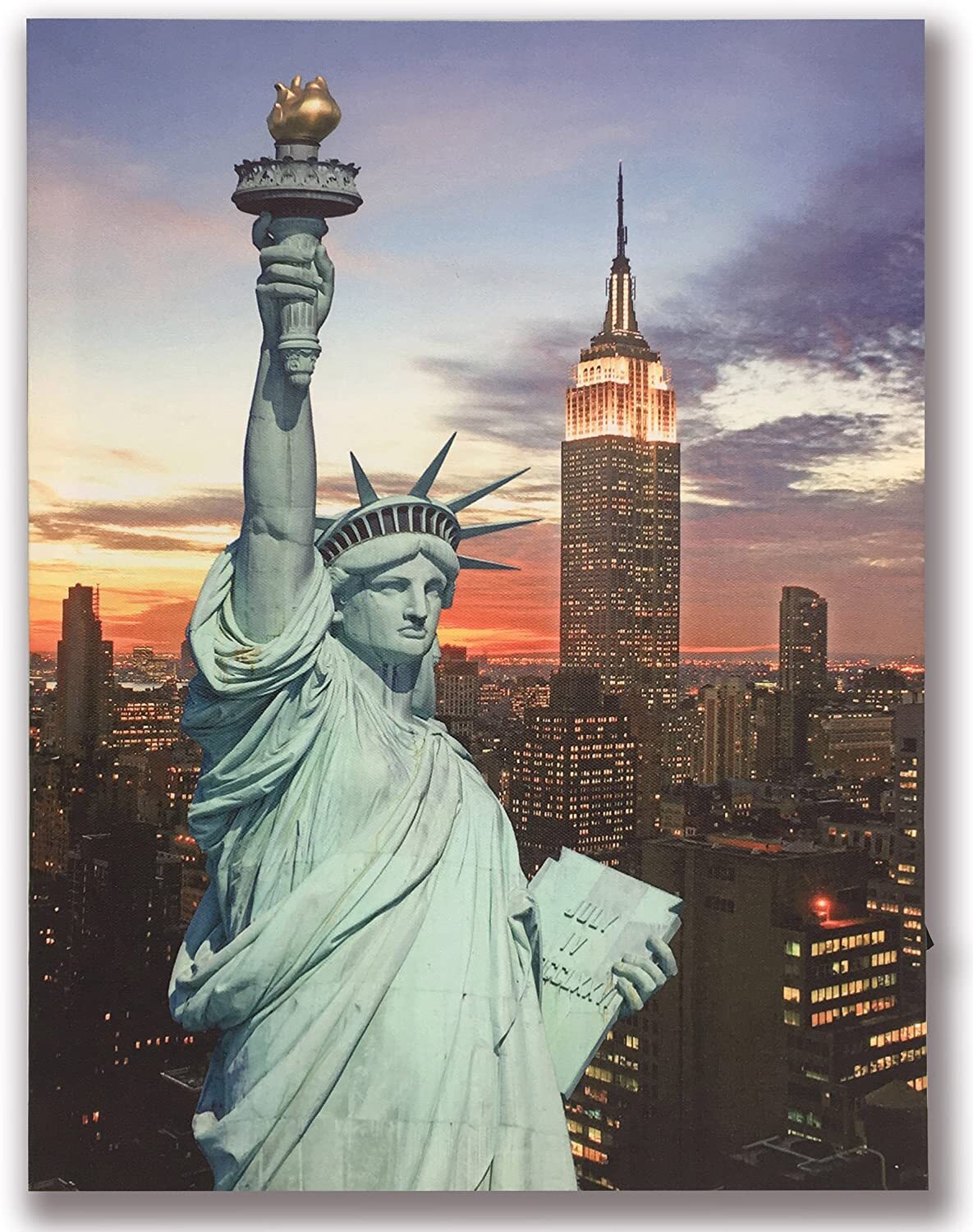 The Statue of Liberty Wall Art Picture Lighted New York City Canvas