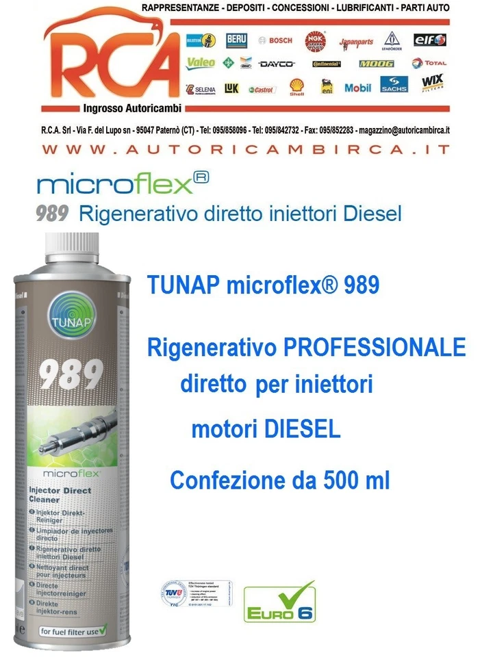 Additivo 500 ML Pulitore Rigenerativo iniettori Diesel Gasolio Tunap 989