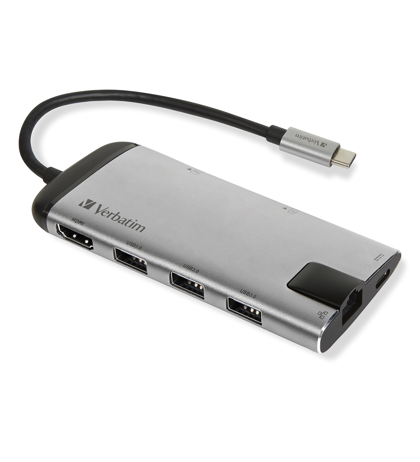 Verbatim USB-C Multiport-Adapter, Hub mit USB-3.0, HDMI-4K, SD/microSD, Gigabit