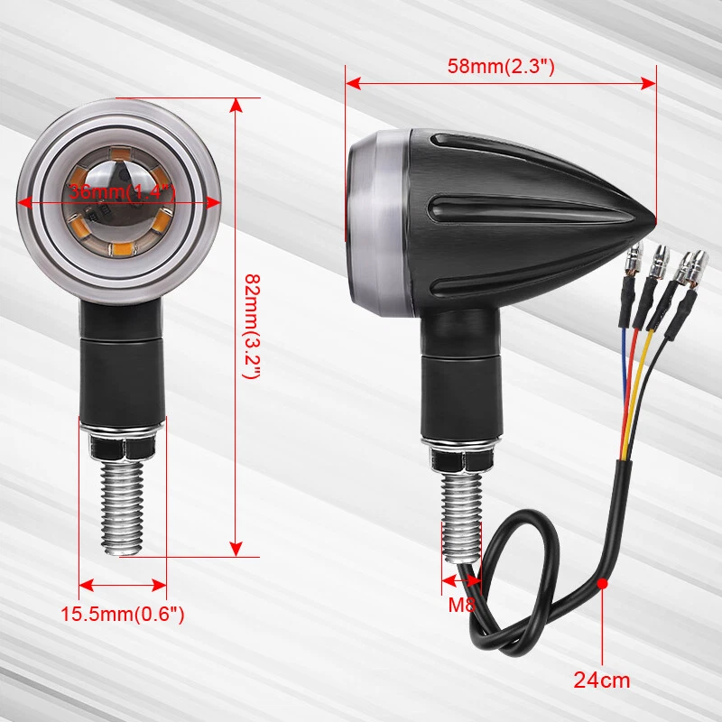 2PC Motorrad LED Bullet MiniBlinker Bremslicht M8 Blinker für Bobber Cafe Racer - Bild 3 von 4