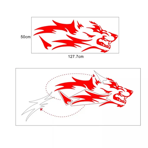 2x Red Running Beast Wolf Graphics Side Body Rear Wheel Decal Sticker Universal - Bild 2 von 8