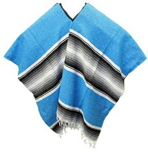 EXTRA WIDE Mexican PONCHO - Turquoise - ONE SIZE FITS ALL Gaban BIG AND TALL