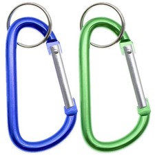 2 ALUMINIUM SPRING LINKS Carabiner Snap Shackle Hook Clip Key Ring Camping 7.5cm