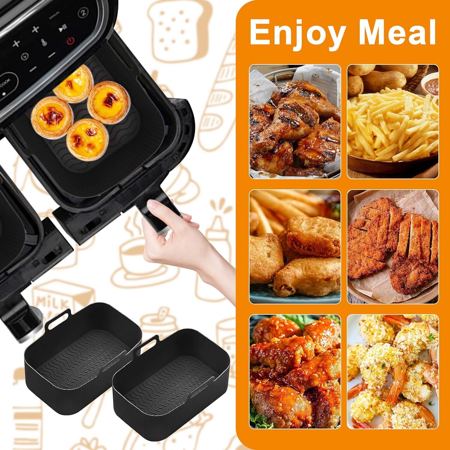 Air Fryer Silicone Pot Basket For Ninja Air Fryer Baking Tray Liner
