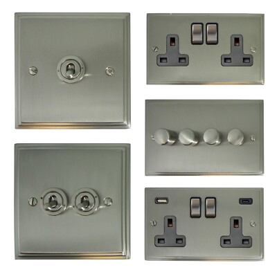 G&H Victorian Matt Chrome Satin Nickel VSN3 Lichtschalter, Steckdosen, Dimmer