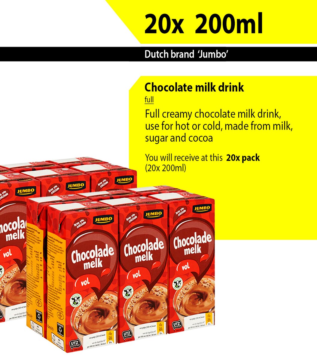 20x 200ml chocomel drink, original Milk Chocolate, Dutch cow milk