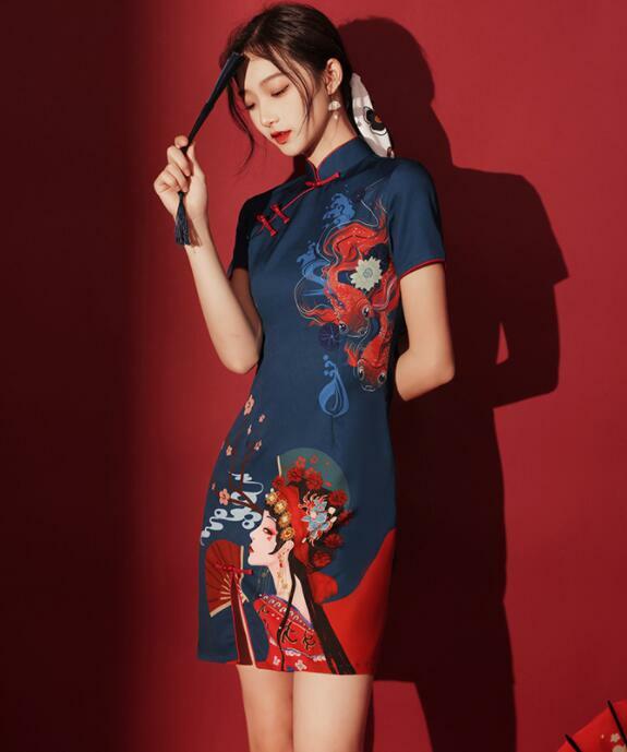 3COLOUR★Slit cheongsam two-piece dress 313 3COLOUR☆Slit cheongsam two-piece dress 313 Women Cheongsam