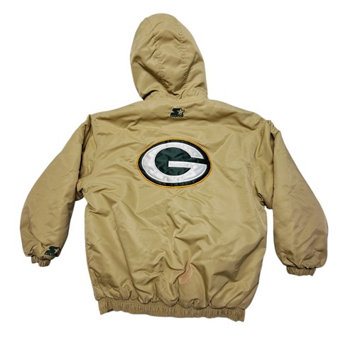 Giacca Vintage Green Bay Packers Starter Puffer Uomo XL Beige Full Zip Bottoni - Foto 2 di 20