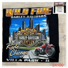 Vtg Harley Davidson Villa Park IL Wild Fire Black T-Shirt Cotton XL Made in USA