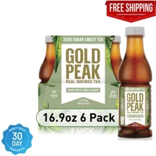 Gold Peak Real Brewed Tea Zero Sugar Diet, Tea Drink, 16.9 fl oz, 6 Bottles ,USA