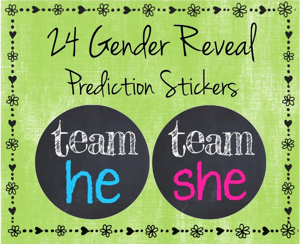 Baby Shower 24 Gender Reveal - Guess Niño o Niña Equipo Rosa o Azul - 2" Brillante  Foto 2 de 3