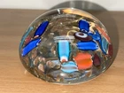 Vintage Large Italian Murano Scramble Canes Glass Paperweight 4 1/4”