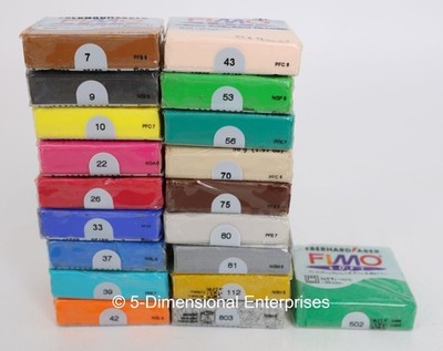 FIMO SOFT Polymer Clay 2oz 57g LOT of 18 Different - w/ #80 Dolphin Grey