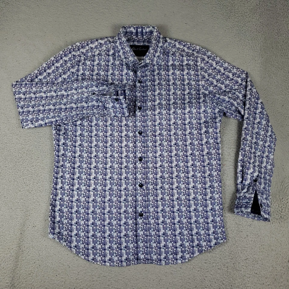 Robert Graham Shirt Mens Medium Blue Geometric Button Up Long Sleeve - Image 2 of 4