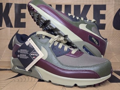 New Nike Air Max 90 GTX Mens sz 10.5 Gore-TexOlive Green Burgundy Red FD5810 200