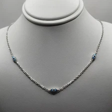 925 NEW Sterling Silver Necklace-Evil Eye 3mm 16" 2" Extension FREE SHIPPING