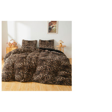 Xege Fluffy Faux Fur Cheetah Print Duvet Cover Set 1 Plush Fuzzy Soft Leopard