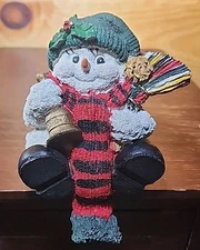Christmas Stocking Hanger Holder Snowman Resin Shelf Sitters Preowned