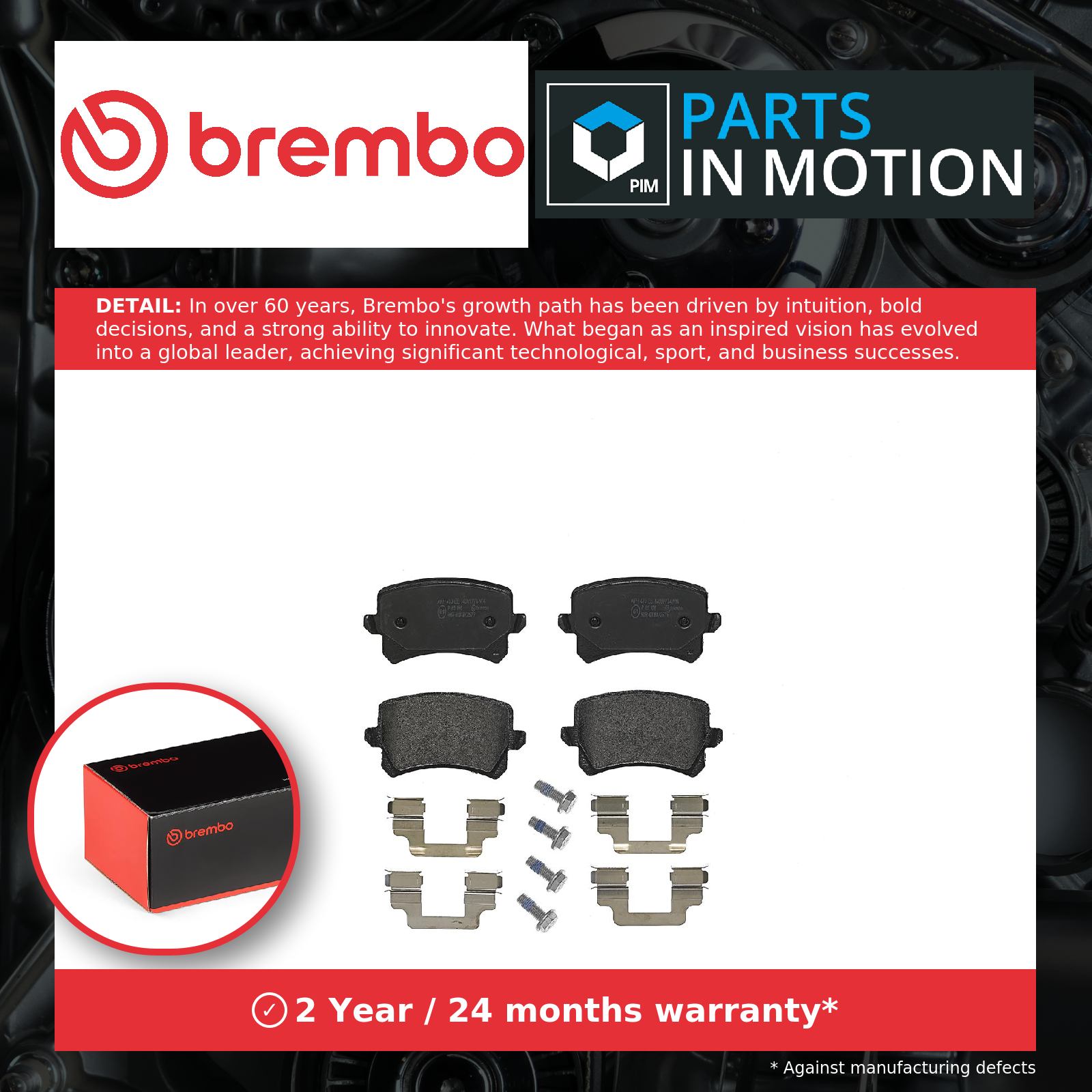 Brake Pads Set fits VW CC 358 3.6 Rear 11 to 16 BWS Brembo 3C0698451C VOLKSWAGEN - Image 4