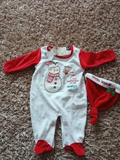 BNWT TINY TED BABY'S RED/WHITE XMAS PATTERNED OUTFIT PLUS HAT