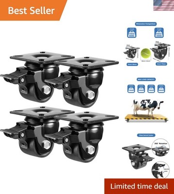 2-inch Plate Swivel Caster Wheels Set of 4 Heavy Duty, Load Capacity 2200lbs,...