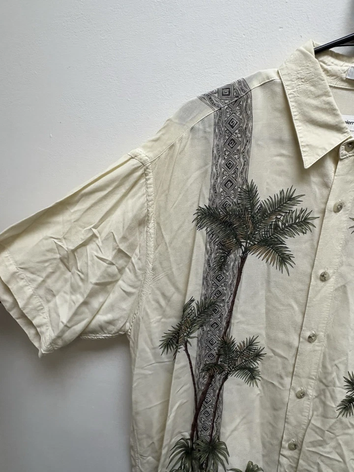 Camisa Hawaiana Pierre Cardin Palm Tree 100% Rayón Hombre’s XL Foto 2 de 4
