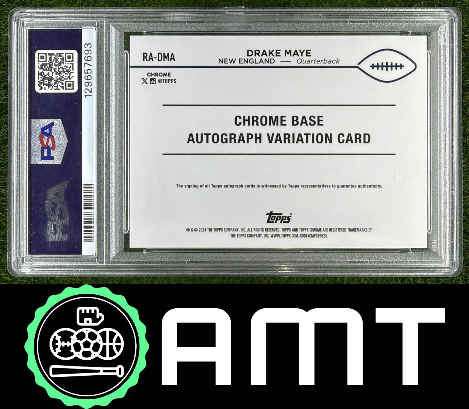 Drake Maye PSA 10 2024 Topps Chrome /25 Rookie Auto Orange Patriots RC 7693 view 2