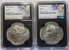 2025 $1 Morgan and Peace Silver Dollar 2pc Set NGC MS69 Black Core #2130