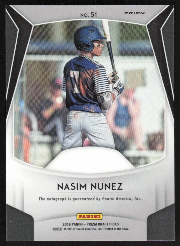 2019 Panini Prizm Draft Autographs Red Black Snake Skin Nasim Nunez - Image 2 of 2