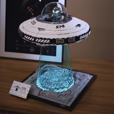 Wissenschaft UFO Raumschiff Bausteine Spielzeug mit LED-Licht für Kinder
