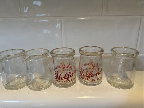 Vintage Glass Dairy Creamers Helfand Dairy Very Nice Set Of 5