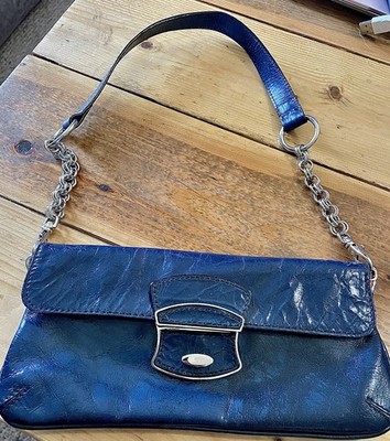 VINTAGE GIANNI BERNINI Small blue LEATHER Shoulder Bag very nice
