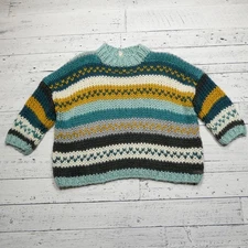 Wishlist Sweater Womens Medium Large Striped Chunky Knit Handmade Pullover
