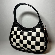 Coach Coachtopia Ergo Black/White Hobo Hand Shoulder Bag Checkered Checkerboard