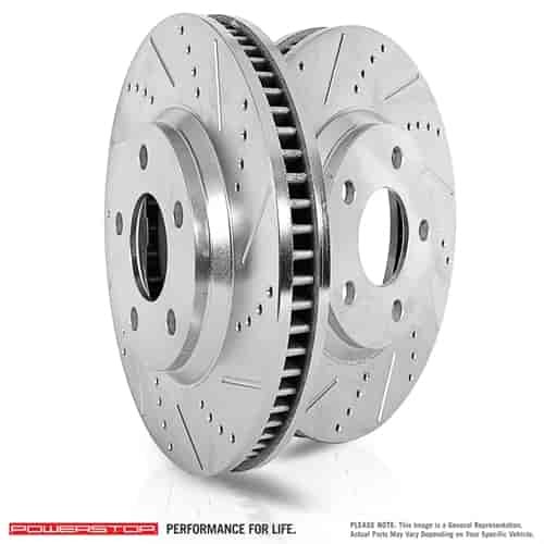 Power Stop AR8385XPR Cross-Drilled and Slotted Rear Brake Rotors Jeep Wrangler B