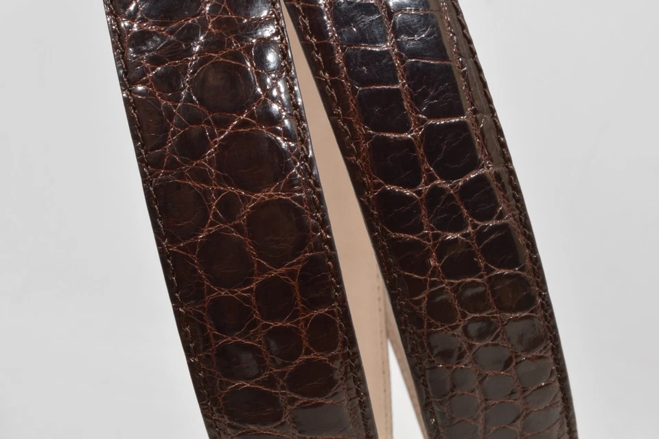 Auténtico cinturón de cocodrilo genuino 125/48 BRIONI 35 mm (marrón) precio de venta sugerido por el fabricante 1800 $ Foto 2 de 4