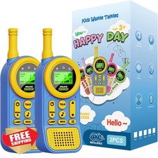 Ptnerbeh Kids Walkie Talkies 2-Pack Blue, 22 Ch, 3 Mi Range, LCD Flashlight