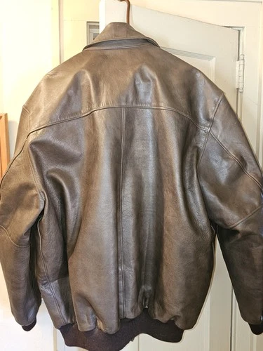 L.L.Bean Allagash Leather Bomber Jacket Brown 2XL Big & Tall Zip Front FLY TGR image 3
