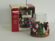 Living Home Christmas Decorative Hurricane Lamp, Santa, Elves, Fireplace, Tree