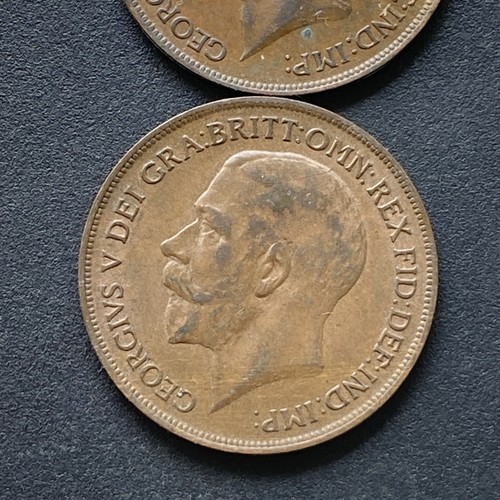 George V 1920 & 1921 Penny Higher Grade Pair Coins Trace Lot #G5 - Bild 5 von 5