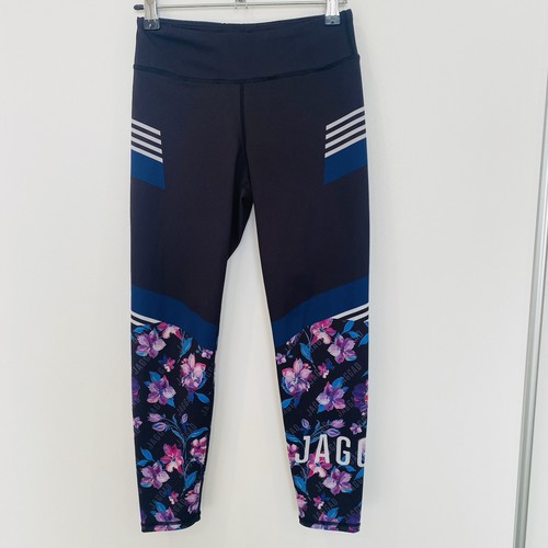 Jaggad Leggings Size Small Black Pink Floral Activewear Inner Pocket