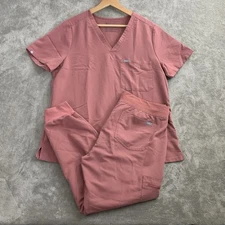 Figs Scrub Set Womens Large Catarina Top Zamora Petite Pants Mauve Medical RN