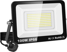 100W LED Flood Light, 6500K Cold White Outdoor Wall Light (1PCS) | 10000LM, IP66