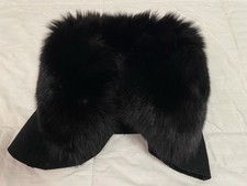 Vintage Black Fox Fur Collar Stole Real Fur Shawl Missing Button EUC